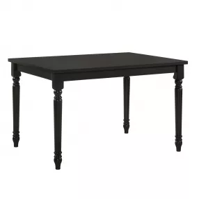 48" Black Solid Wood Dining Table