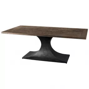 79X39 Rectangular Brown Solid Wood Top With Black Metal Base Dining Table