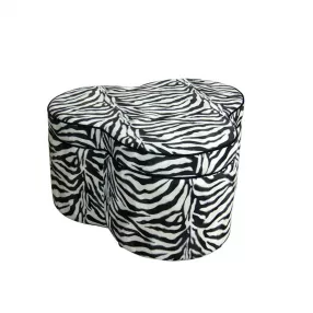 28" Black And White Polyester Blend Specialty Animal Print Storage