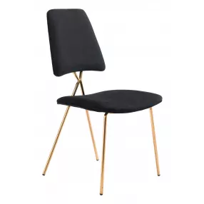 Set of Two Black and Gold Modern X Dining Chairs