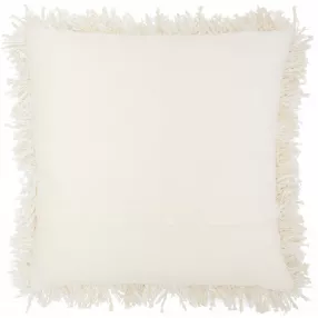 Beige plush cream throw pillow with elegant interior design aesthetic