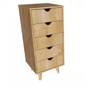 16" Natural Solid Wood Five Drawer Lingerie Chest