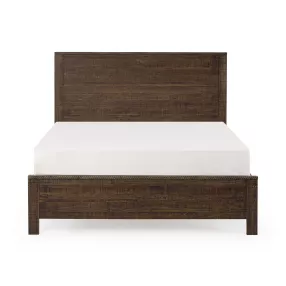 Dark Brown Solid Wood Queen Bed Frame