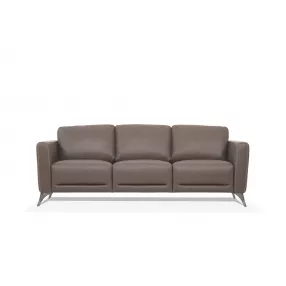 83" Taupe Leather And Black Sofa
