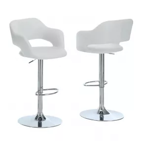 24" White And Silver Metal Low Back Bar Height Bar Chair