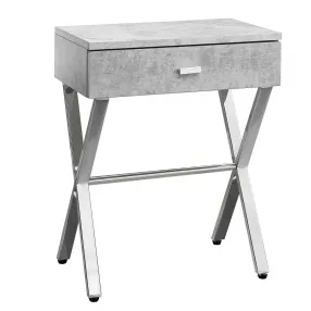 22" Silver And Gray End Table With Drawer