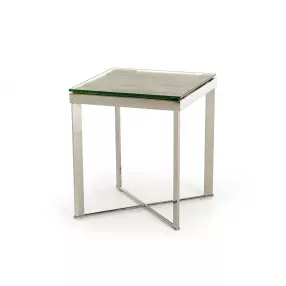 mosaic wood steel glass end table with natural materials and metal accents
