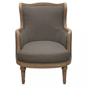 26" Gray Linen And Natural Solid Color Arm Chair