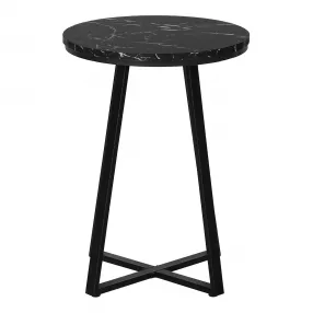 22" Black Faux Marble Round End Table