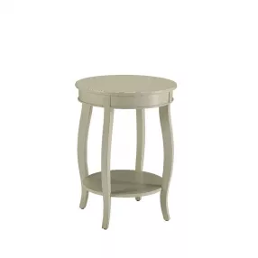 24" White Solid Wood Round End Table With Shelf