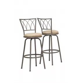 Set of Two " Beige And Gray Metal Bar Chairs