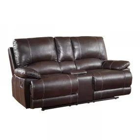 76" Brown Faux Leather Manual Reclining Love Seat With Storage