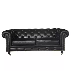 36" Black Leather Sofa