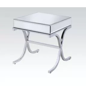 22" Stainless And Clear Glass Mirrored End Table