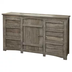 67" Gray Solid Wood Six Drawer Triple Dresser