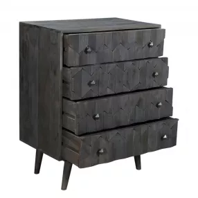 27" Dark Gray Solid Wood Four Drawer Dresser