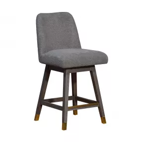 26" Gray Solid Wood Swivel Bar Height Bar Chair