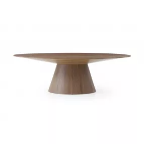 95" Brown Oval Solid Wood Pedestal Base Dining Table
