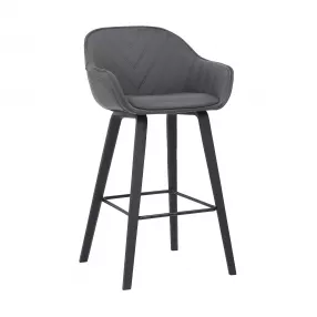 30" Gray And Black Iron Bar Height Bar Chair