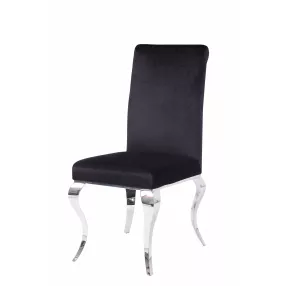Set of Two Black and Silver Upholstered Fabric Dining Side Chairs