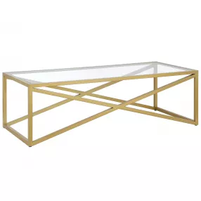 54" Gold Glass And Steel Coffee Table