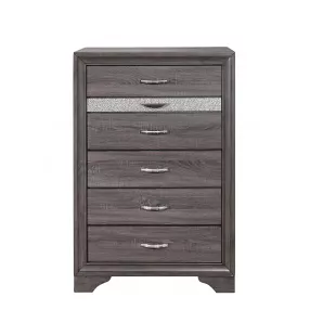35" Grey Manufactured Wood Six Drawer Chest