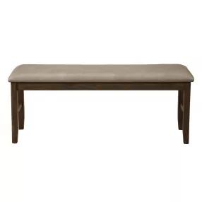 49" Tan and Dark Brown Faux Leather Distressed Upholstery Dining Bench