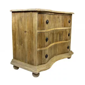 44" Natural Solid Wood Three Drawer Dresser