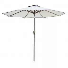 Polyester octagonal tilt market patio umbrella with shade and light fixture on table for outdoor recreation