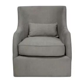 30" Gray Polyester Blend Solid Color Swivel Arm Chair