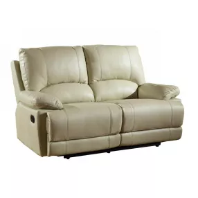 65" Beige Faux Leather Manual Reclining Love Seat
