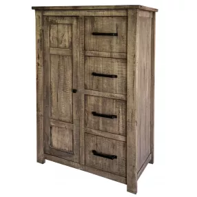 37" Brown Solid Wood Four Drawer Chest
