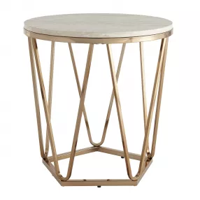 23" Champagne Manufactured Wood And Iron Round End Table