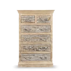 35" White Solid Wood Six Drawer Chest
