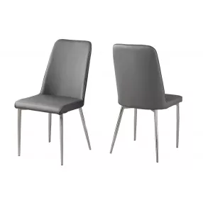 33" X 36" X 74" Grey Foam Metal Leather Look  Dining Chairs 2Pcs