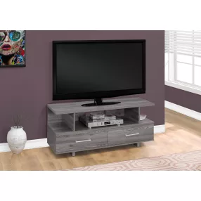 20" Grey Particle Board And Laminate TV Stand With 2 Storage Drawers