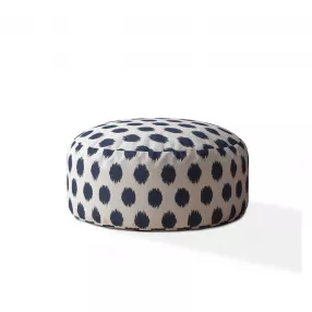 24" Blue And White Canvas Round Polka Dots Pouf Cover