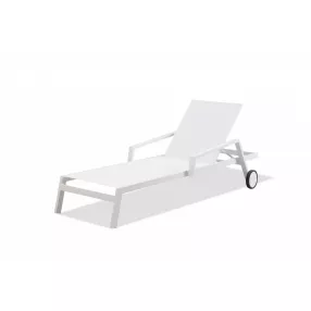 Set Of 2 White Modern Aluminum Chaise Lounges