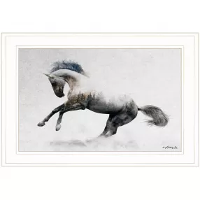 White Stallion 1 White Framed Print Wall Art