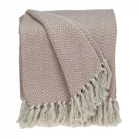 Pink Woven Cotton Solid Color Reversable Throw