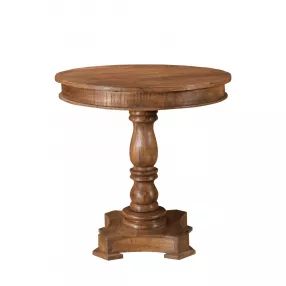 30" Natural Brown Solid Wood Round Pedestal Bistro Dining Table
