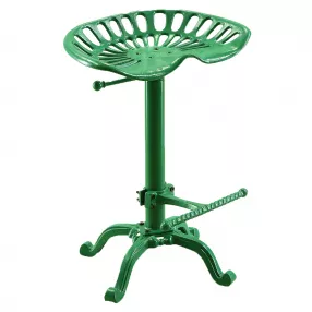 23" Green Iron Backless Adjustable Height Bar Chair