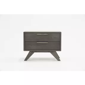 Modern Gray Wash Nightstand with Two Drawers