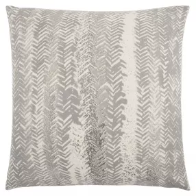 Silver metallic tonal print throw pillow on wood with aqua and grey accents