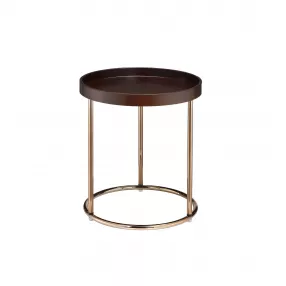 22" Copper And Brown Round End Table