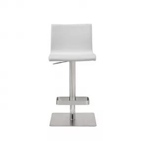 26" White And Silver Stainless Steel Counter Height Bar Chair