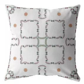 White floral suede zippered throw pillow with artistic linens design