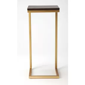 26" Gold Solid Wood Rectangular End Table
