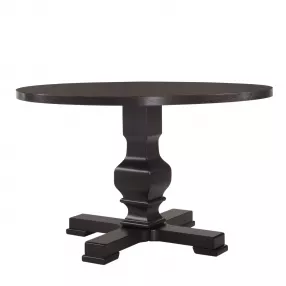 47" Black Rounded Solid Wood Pedestal Base Dining Table