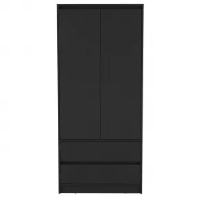 32" Black Two Drawer Combo Dresser
